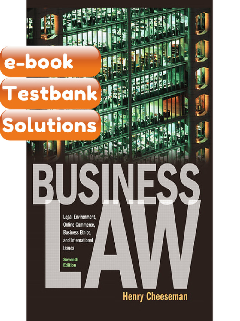 Testbank Business Law 7th Edition by Henry R Cheeseman A Fast Download ...