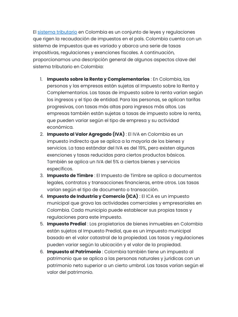 Sistema Tributario | PDF | Impuestos | Impuesto sobre la renta
