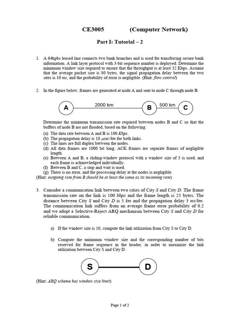 Part 1 Tutorial 2 Questions | PDF | Bit Rate | Computer Network