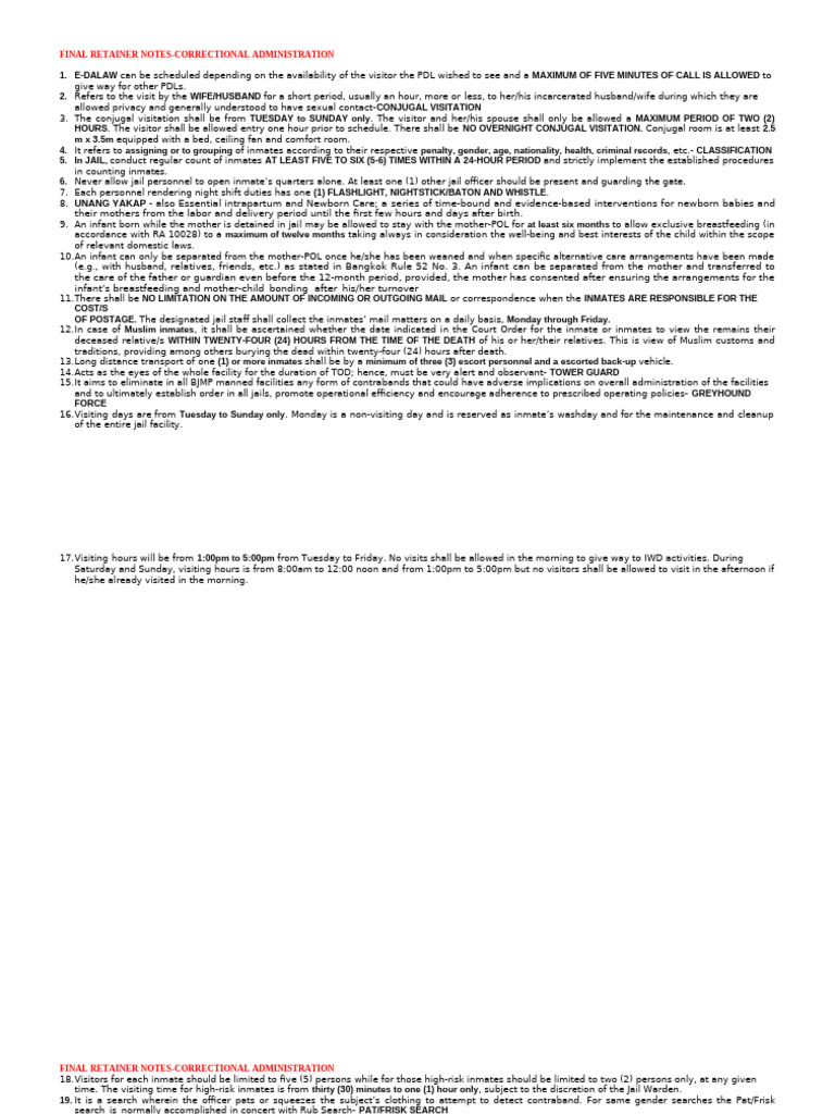Retainer Notes Cor Ad | PDF | Probation | Parole