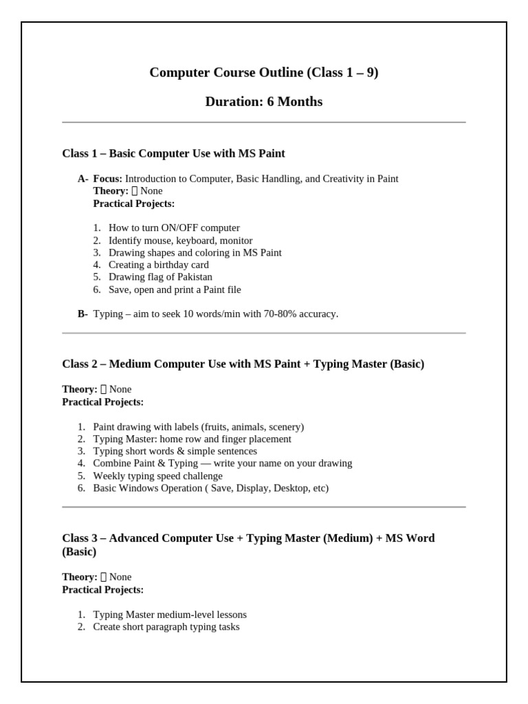 Updated Nov-2025 Computer Course Outline - For Final Term | PDF ...
