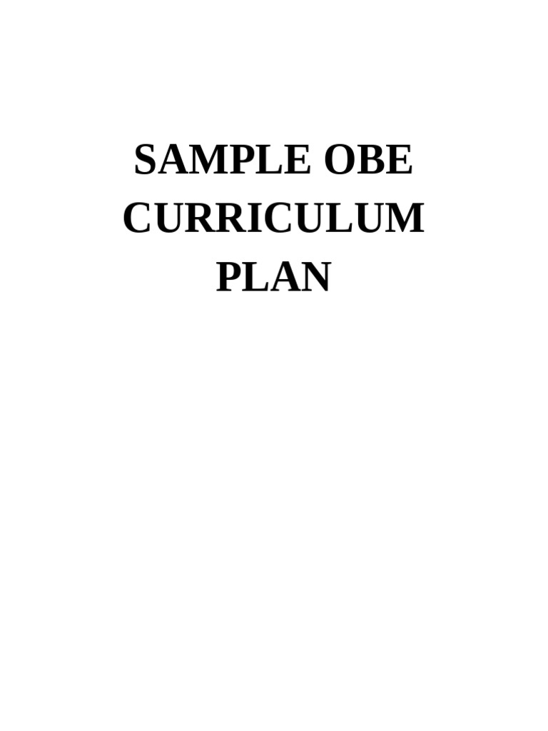 Sample Obe Curriculum Plan | PDF | Mathematics | Equations
