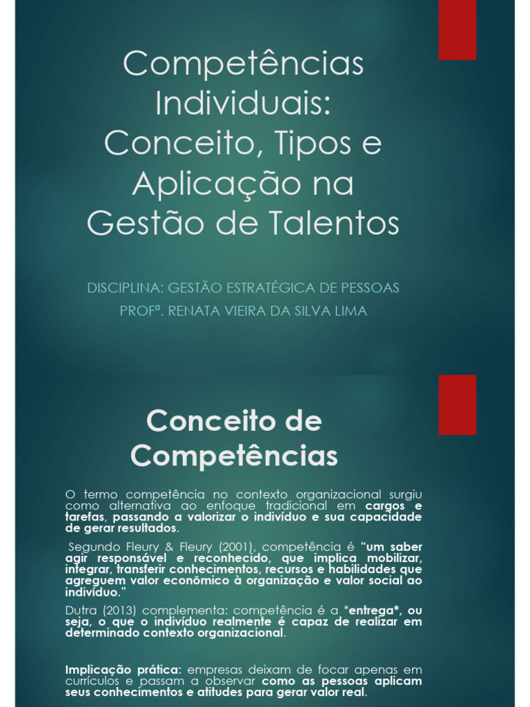 AULA 3 - Competências Individuais Conceito, Tipos e Aplicação Na Gestão ...