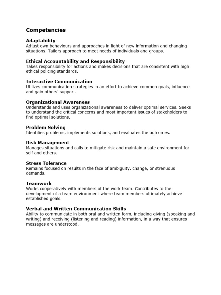 Competencies | PDF