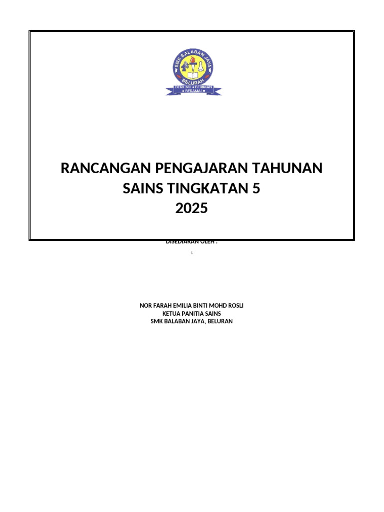RPT Sains t5 KSSM 2025 | PDF