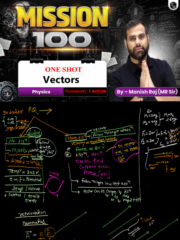 Vectors _ Summary Lecture Class Notes (misson 100) | PDF