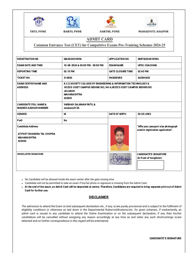 Common Entrance Test (CET) For Competitive Exams Pre-Training Schemes ...