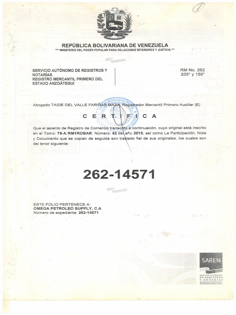 1-Acta Constitutiva Num 42 Tomo 79-A Rm1robar _ Dic 15 (1) | PDF
