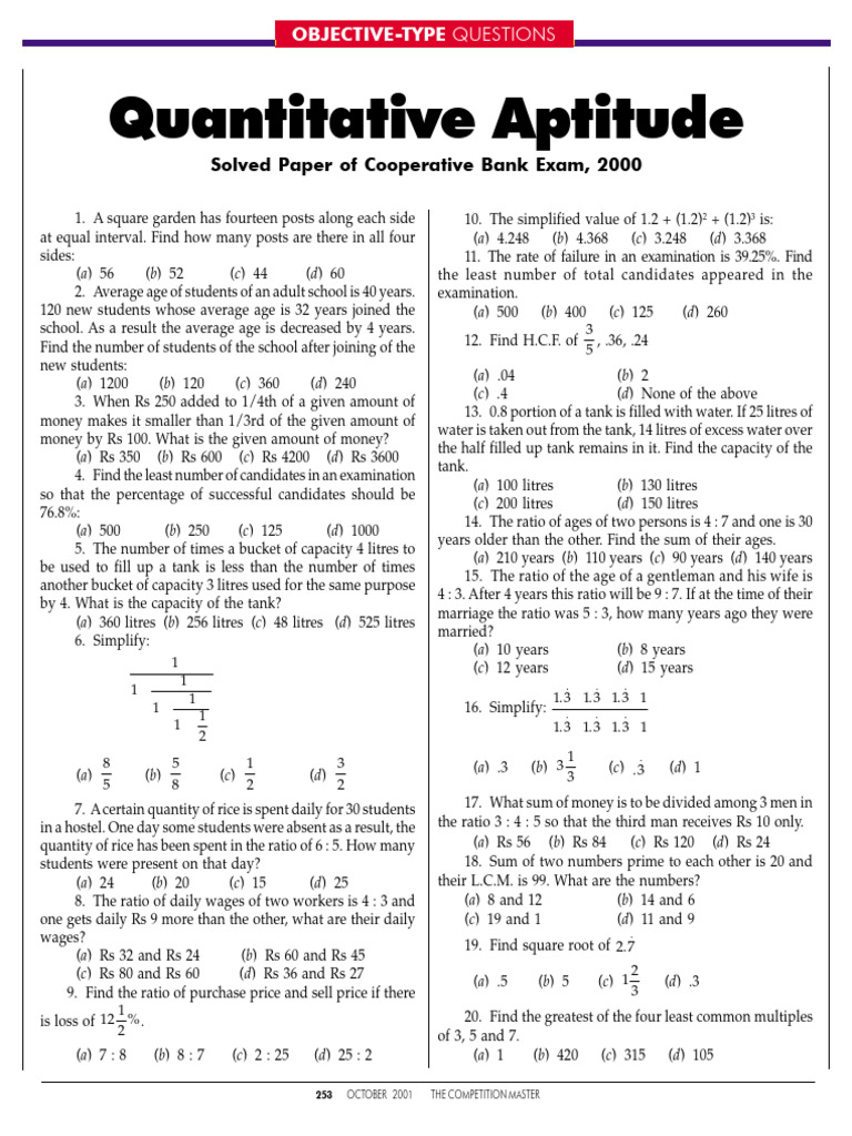 Quantitative Apti QuestionSet1 | PDF | Elementary Mathematics ...