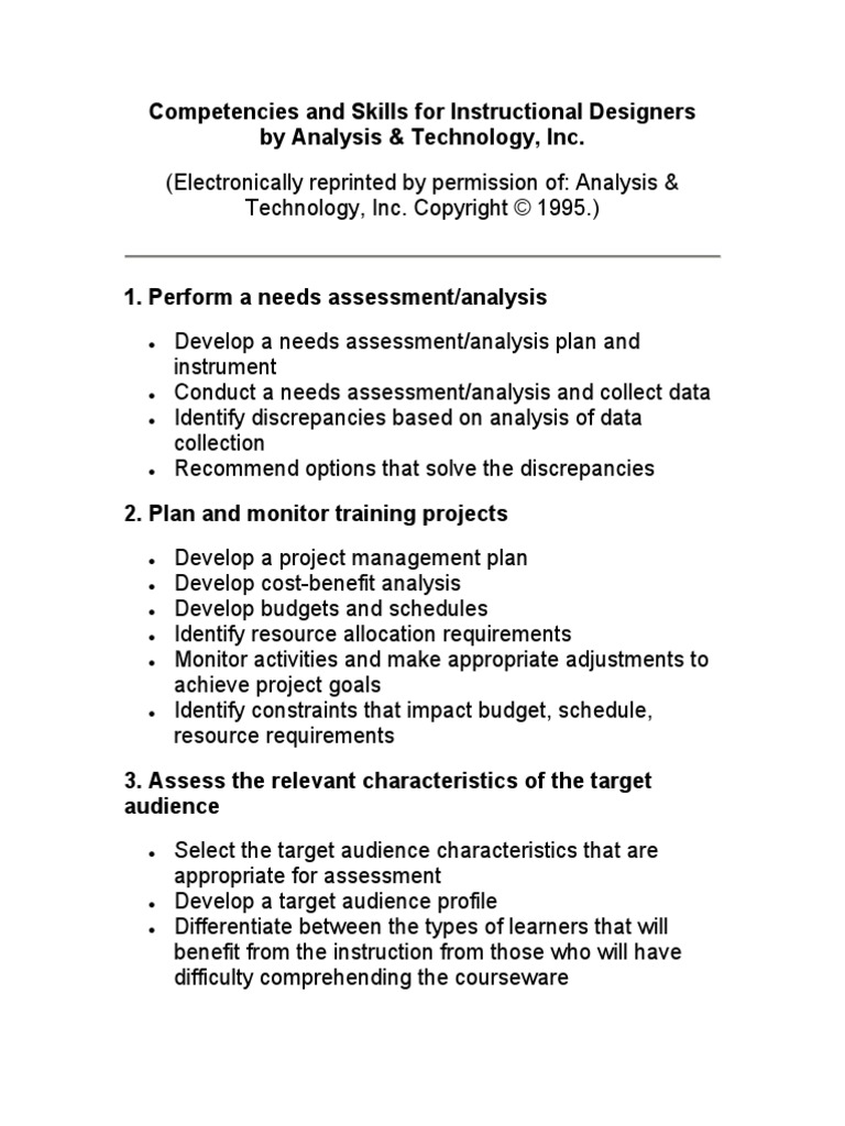 Competencies and Skills For Instructional Designers | PDF ...