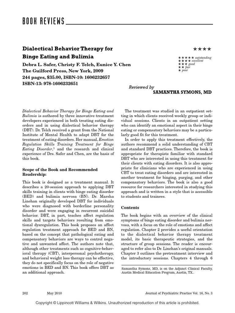 Dialectical Behavior Therapy For Binge Eating and Bulimia | PDF ...