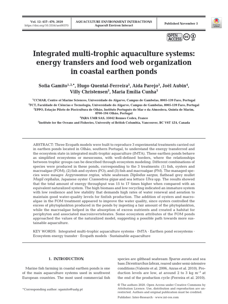 Integrated Multi-Trophic Aquaculture Systems | PDF | Aquaculture ...