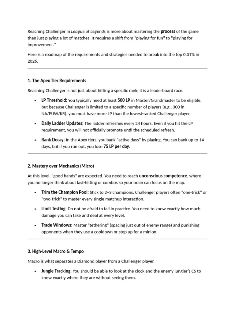 How to Reach Challenger in League of Legends | PDF