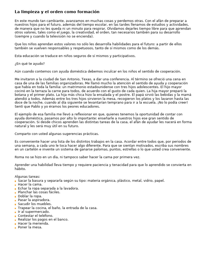 La Limpieza y El Orden Como Formación | PDF