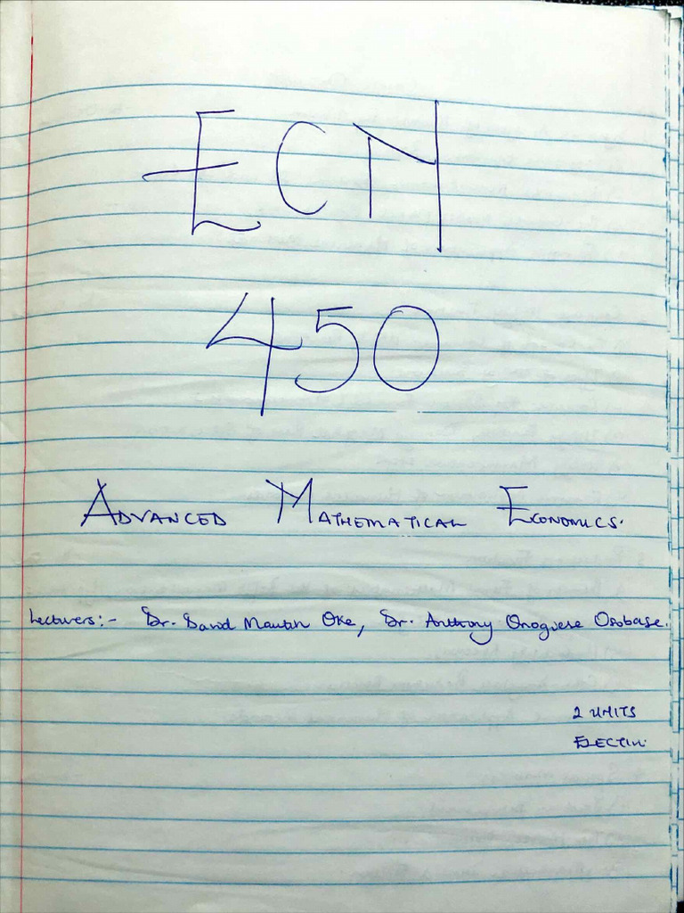 ECN 450 - Febechi's Note, Dr. Oke's Part Only | PDF