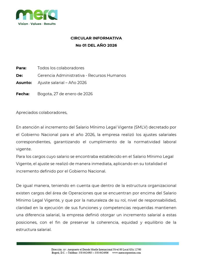 Circular Informativa 001 - 2026 | PDF