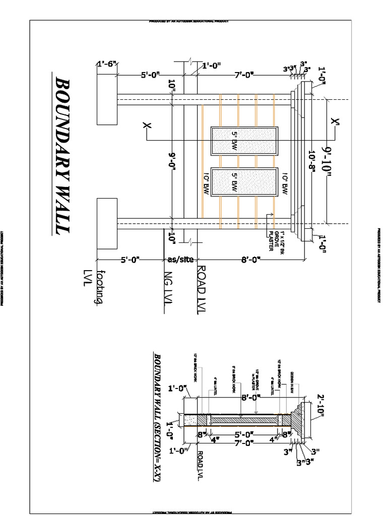 Boundary Wall - Section & Detail | PDF