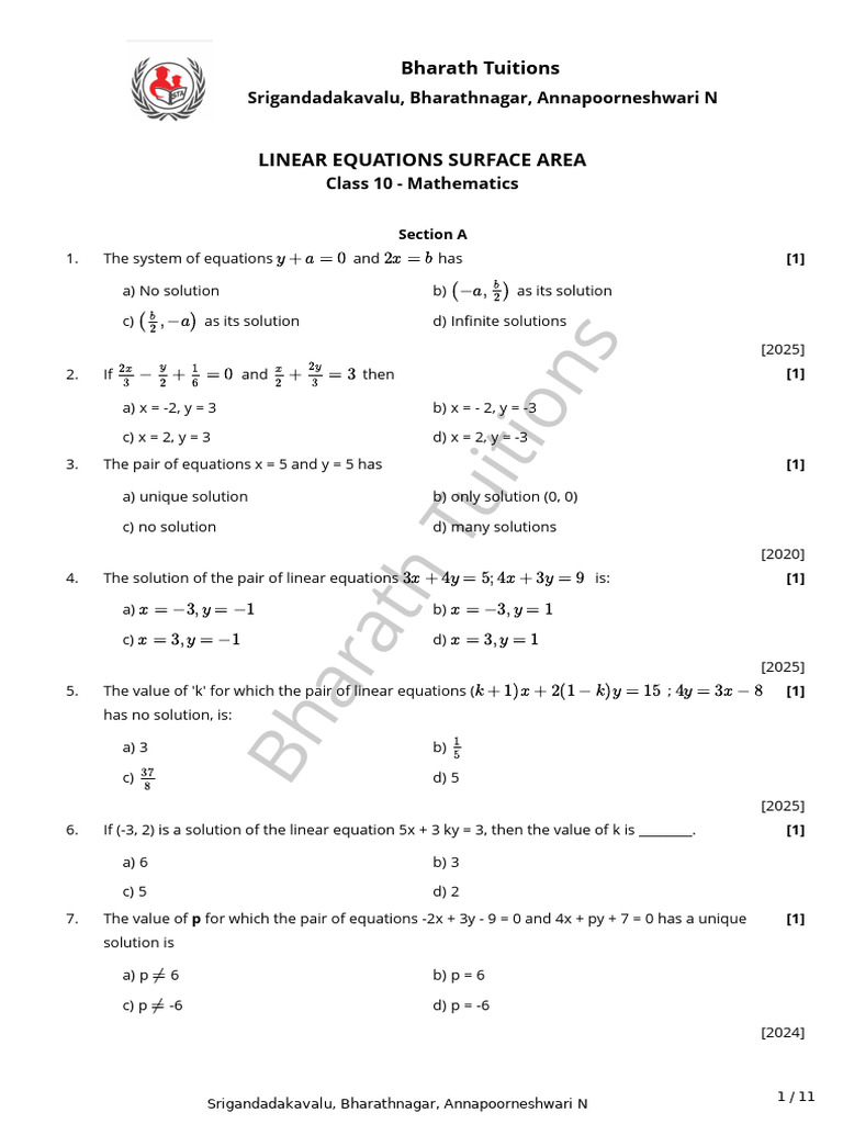 Linear Equations Surface Area | PDF | Sphere | Euclidean Geometry