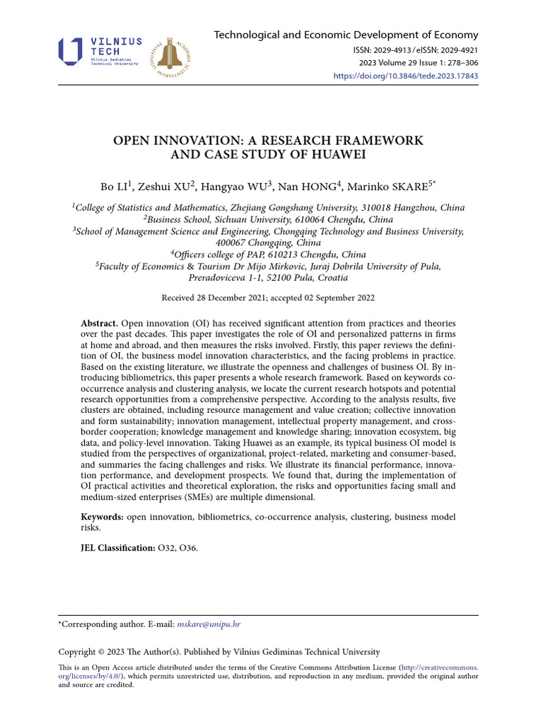 Open Innovation a Research Framework and Case Stud | PDF | Innovation ...