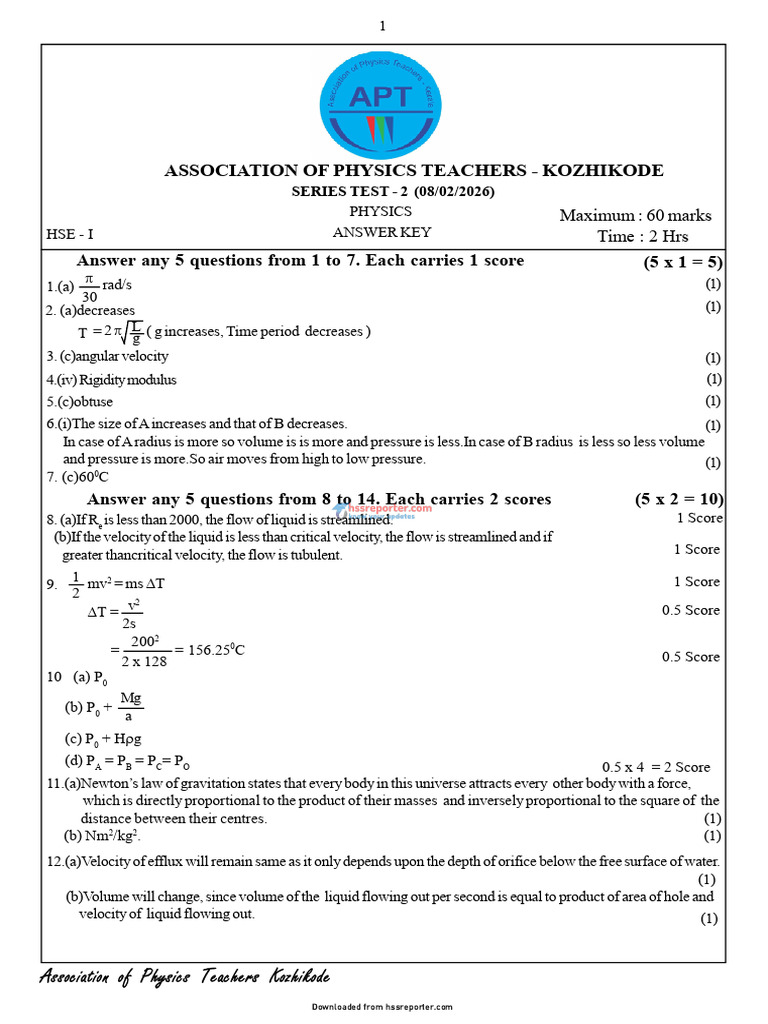 HSE I Answer Key Phase 2 (Hssreporter - Com) | PDF | Pressure | Force