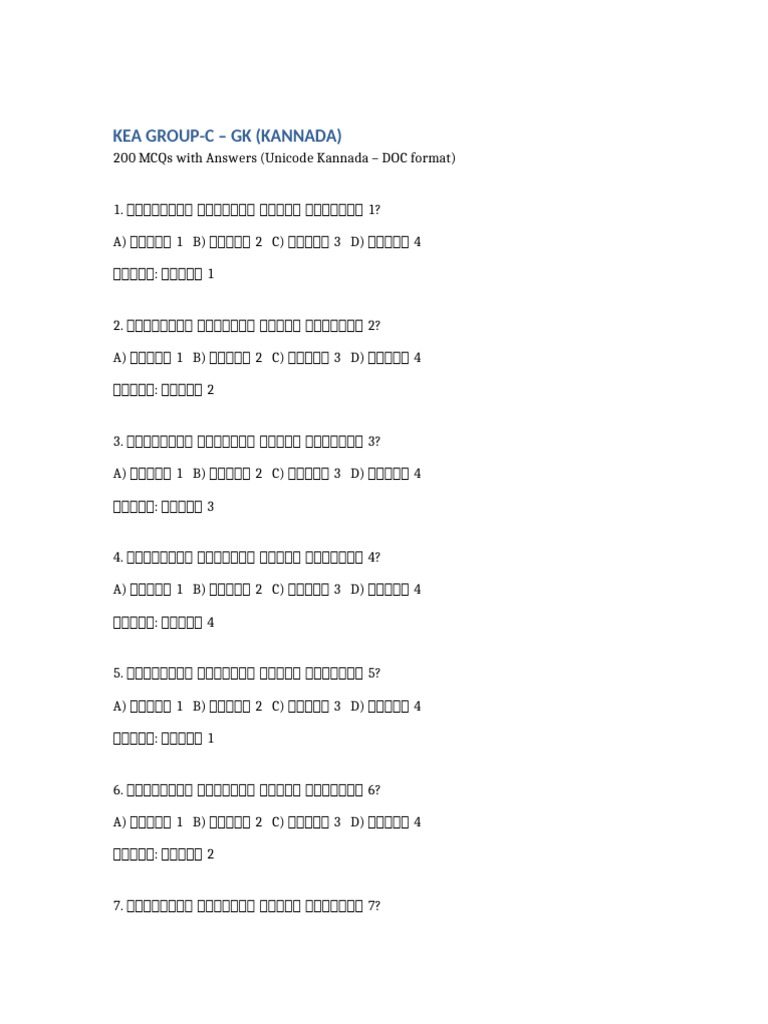 GK Kannada Mega 200 Unicode | PDF