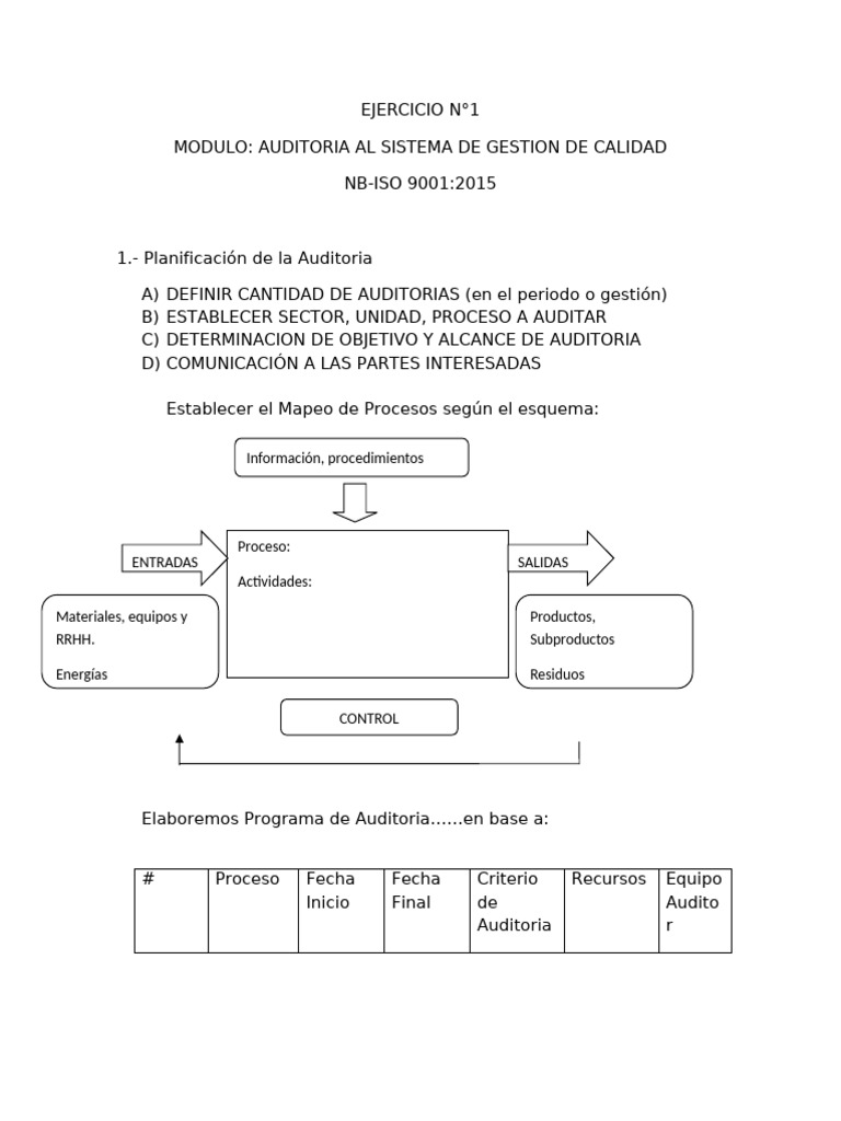 Ej. Auditorias Iso 9001 | PDF | Auditoría | Sistema de manejo de calidad