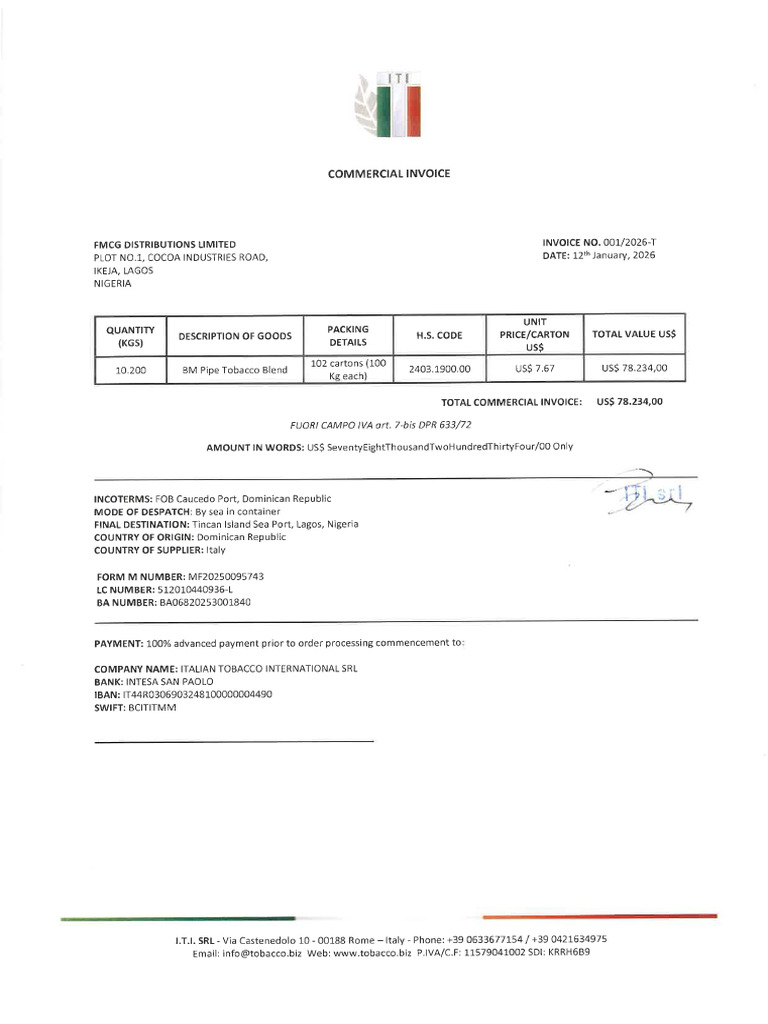 Commercial Invoice FMCG | PDF