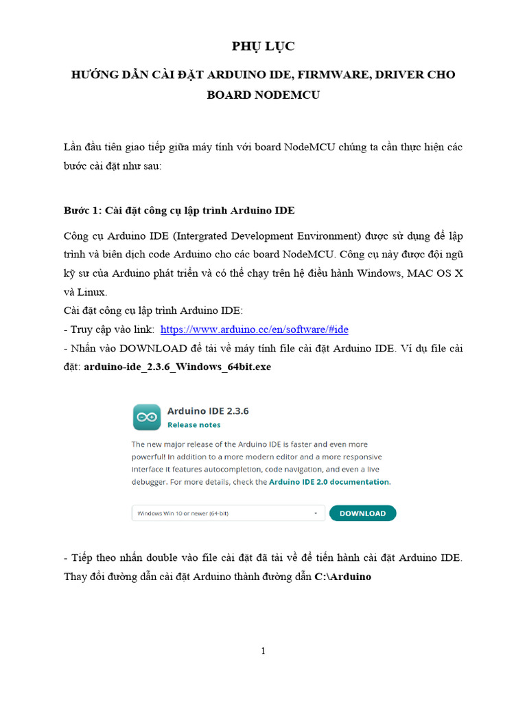 Phu Luc - Huong Dan Cai Dat Arduino IDE - Driver NodeMCU - CH340 | PDF