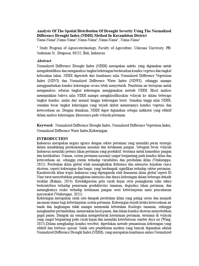 Analysis of The Spatial Distribution of Drought Severity Using The ...
