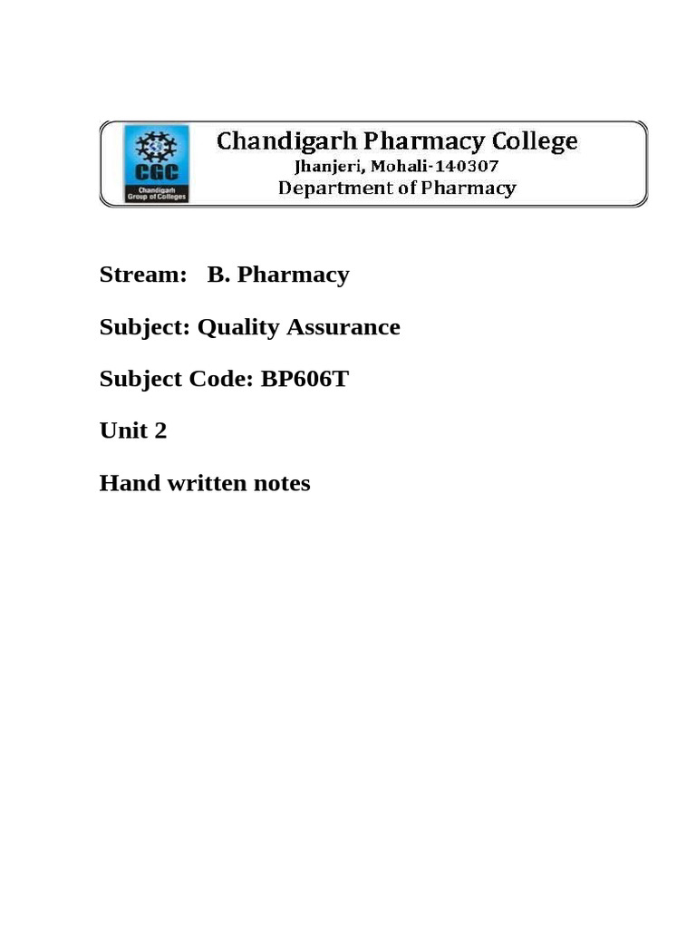 HRUnit 2, Pharmaceutical Quality Assurance, B Pharmacy 6th Sem ...