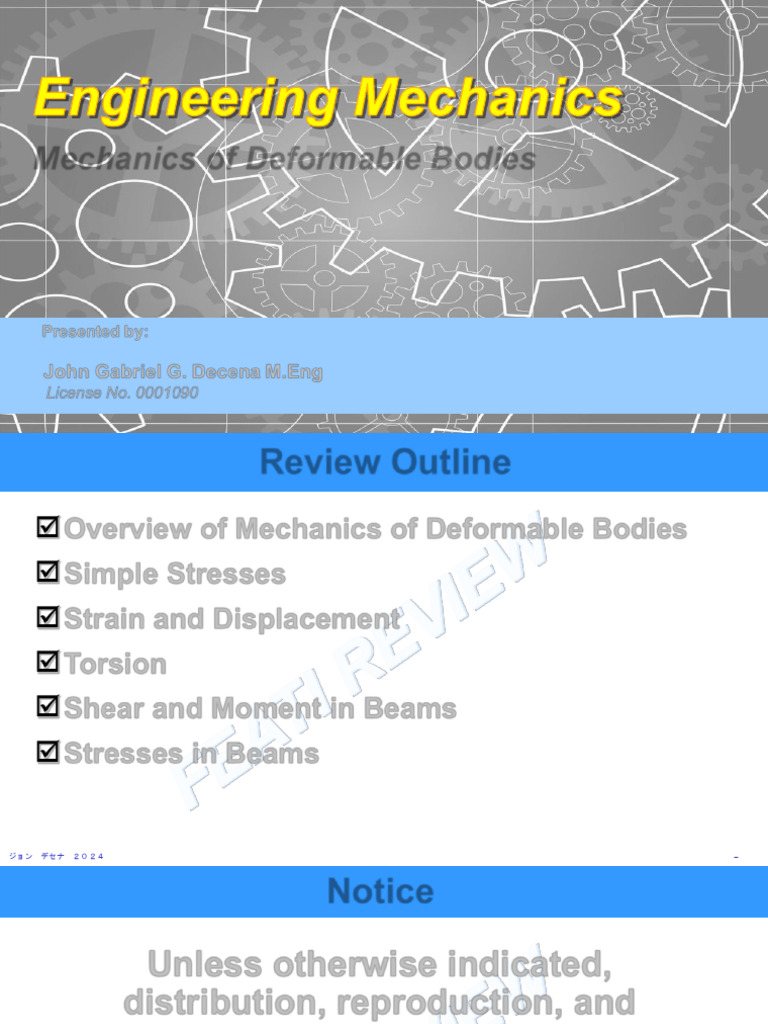 Mechanics of Deformable Bodies (FEATI 2024) | PDF | Young's Modulus ...