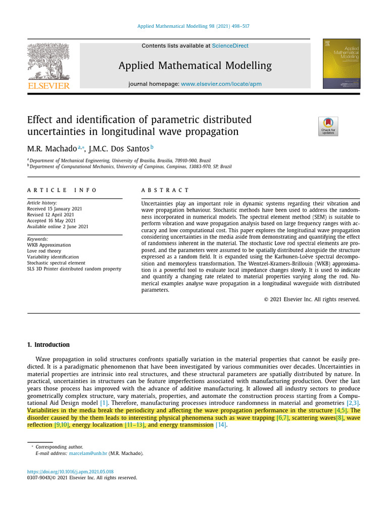 4 2021 Applied Mathematical Modelling | PDF | Waves | Nondestructive ...