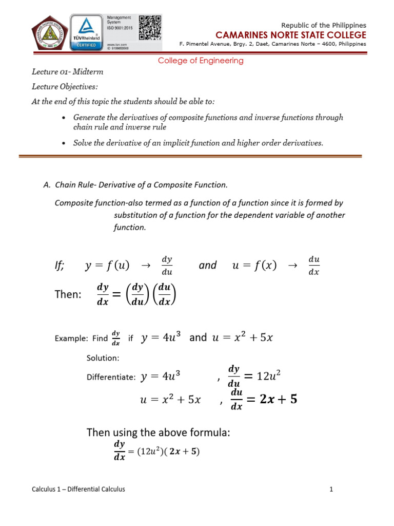 Chain-Rule-Inverse-Function-and-High-Derivatives | PDF | Function ...