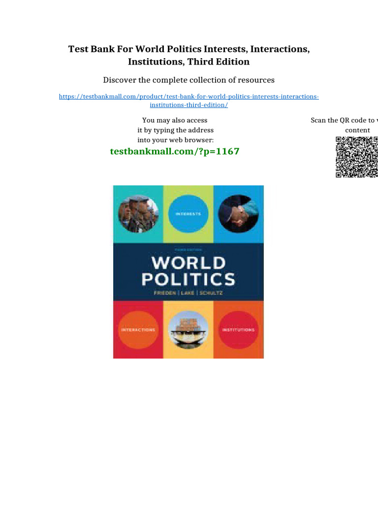 Test Bank for World Politics Interests, Interactions, Institutions ...