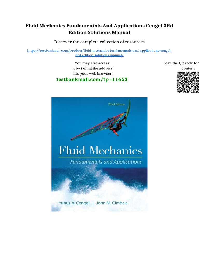 Fluid Mechanics Fundamentals and Applications Cengel 3rd Edition ...
