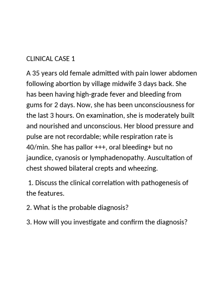 Clinical Case 11 | PDF | Diseases And Disorders | Clinical Medicine