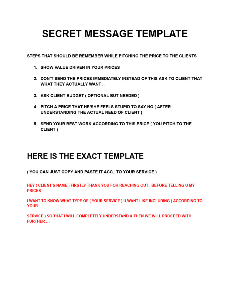Secret Message Template | PDF