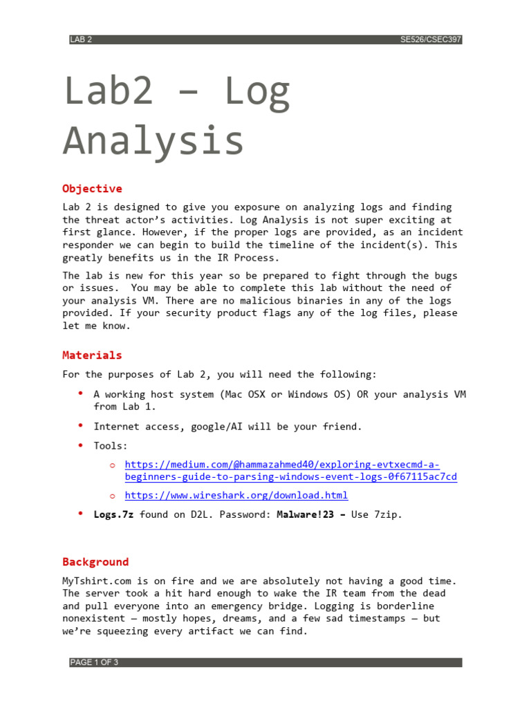 LAB2 Logs | PDF | Computer Security | Security