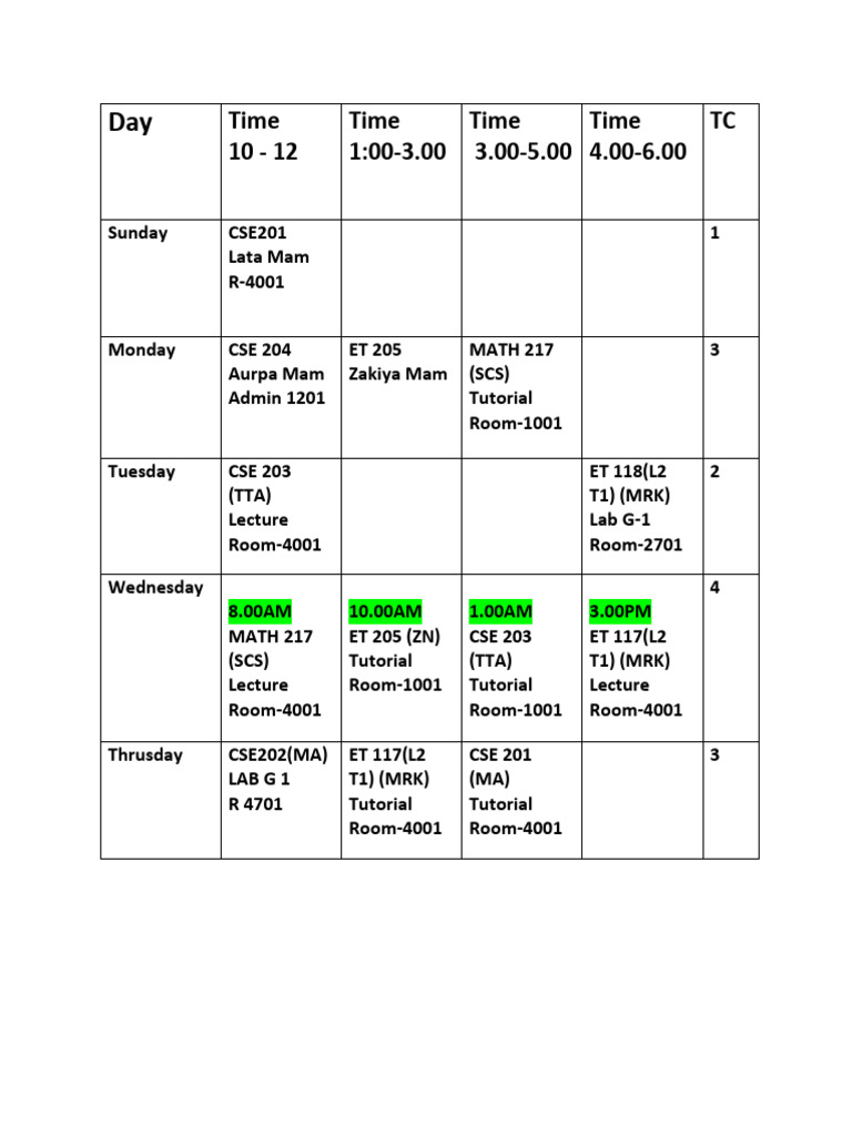 Class Routin | PDF