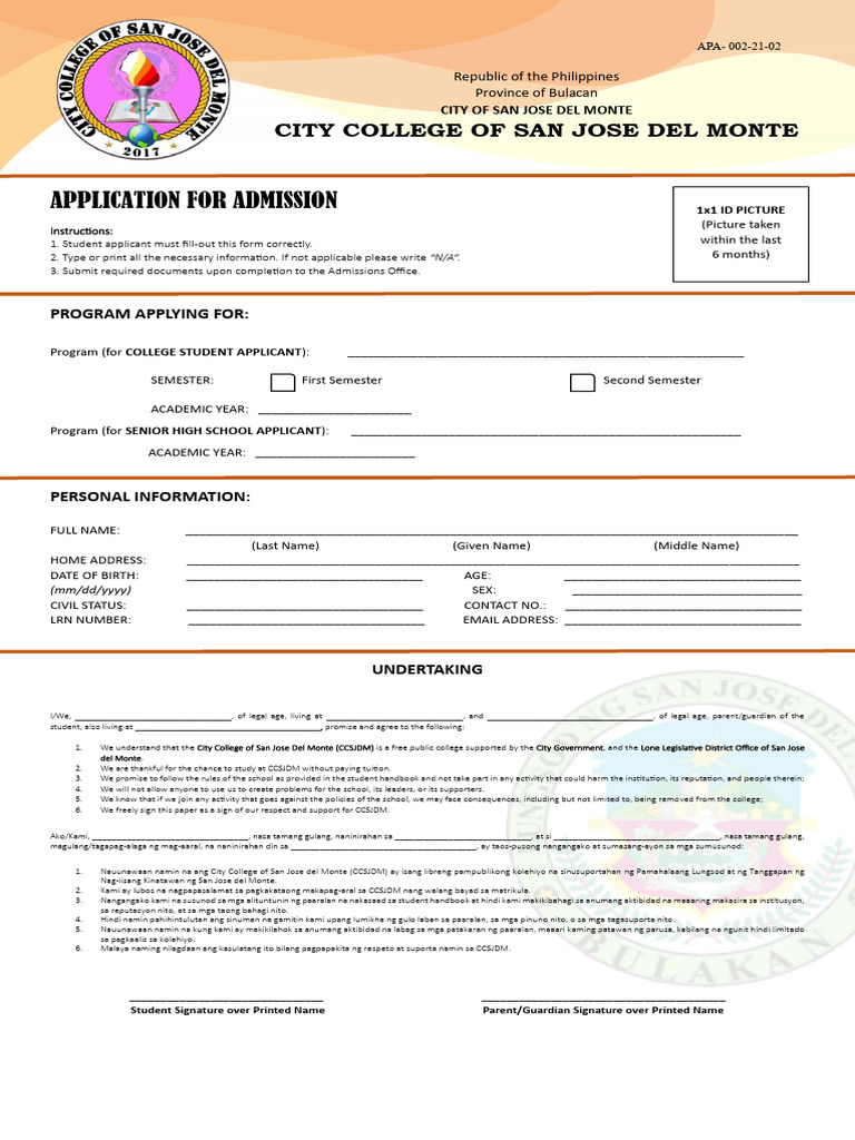 CCSJDM Application Form 2026 | PDF