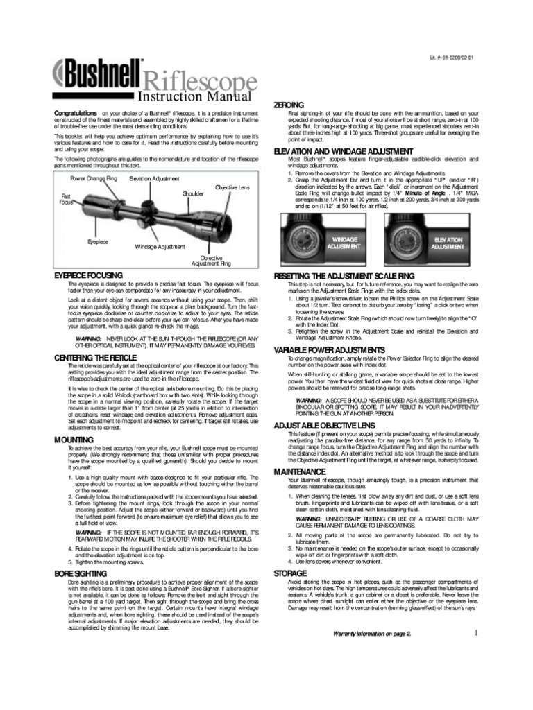 Bushnell 71-3950 _ Owner's Manual | PDF