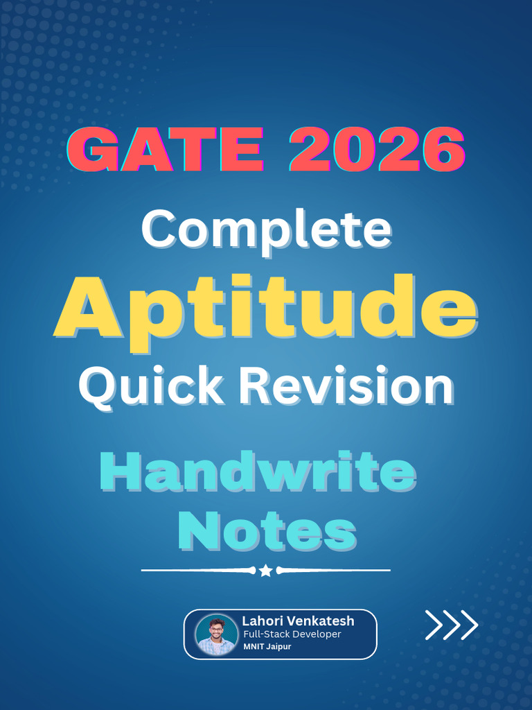 GATE 2026 Complete Aptitude Quick Revision Notes | PDF