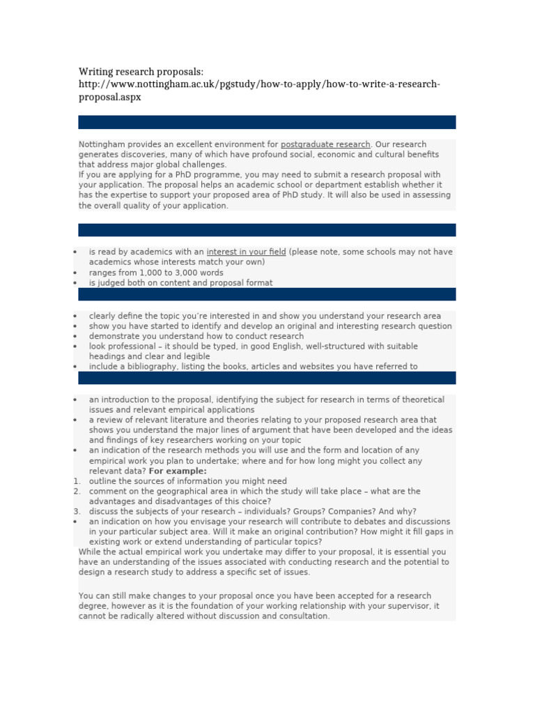 Writing Research Proposals - Nottingham | PDF | Methodology | Science