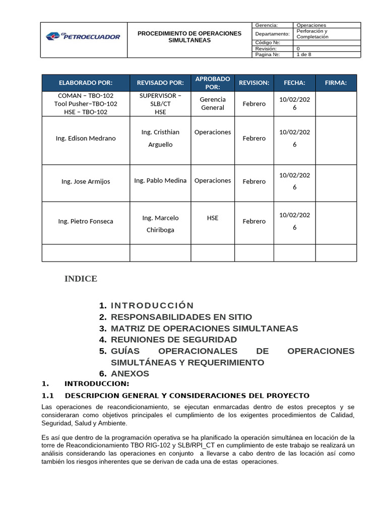Procedimiento de Operaciones Simultaneas 1 | PDF
