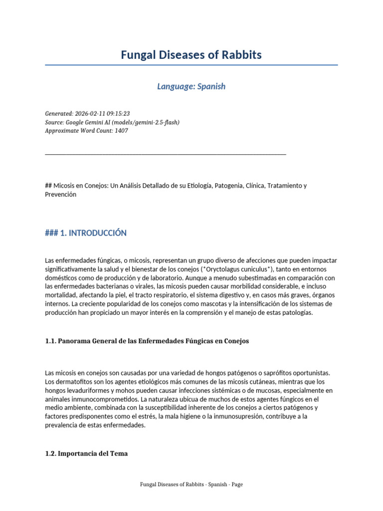 Fungal Diseases Rabbits Spanish 20260211 091523 | PDF | Candidiasis ...