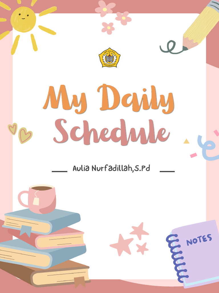 Pink Illustrative Daily Journal Cover Document A4 | PDF