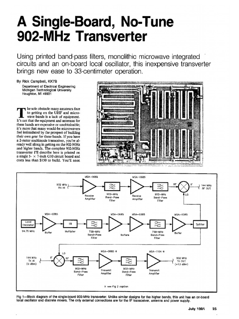 Single Board No Tune 902 MHz Transverter A | PDF