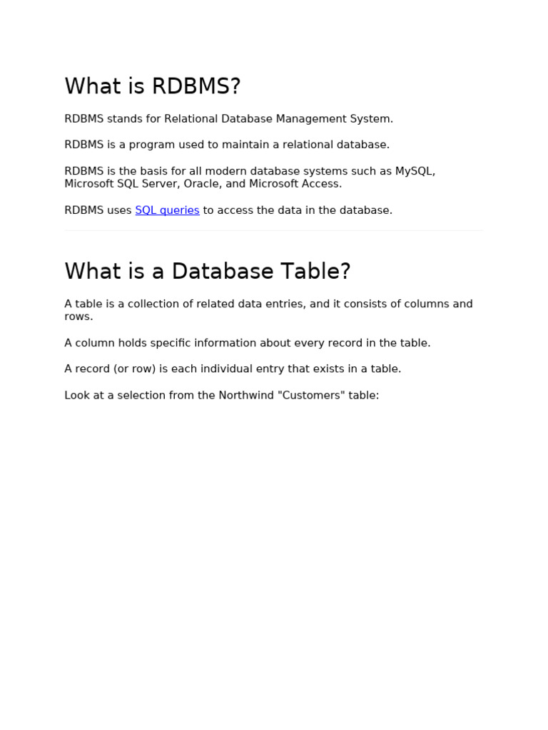 What Is Rdbms | PDF