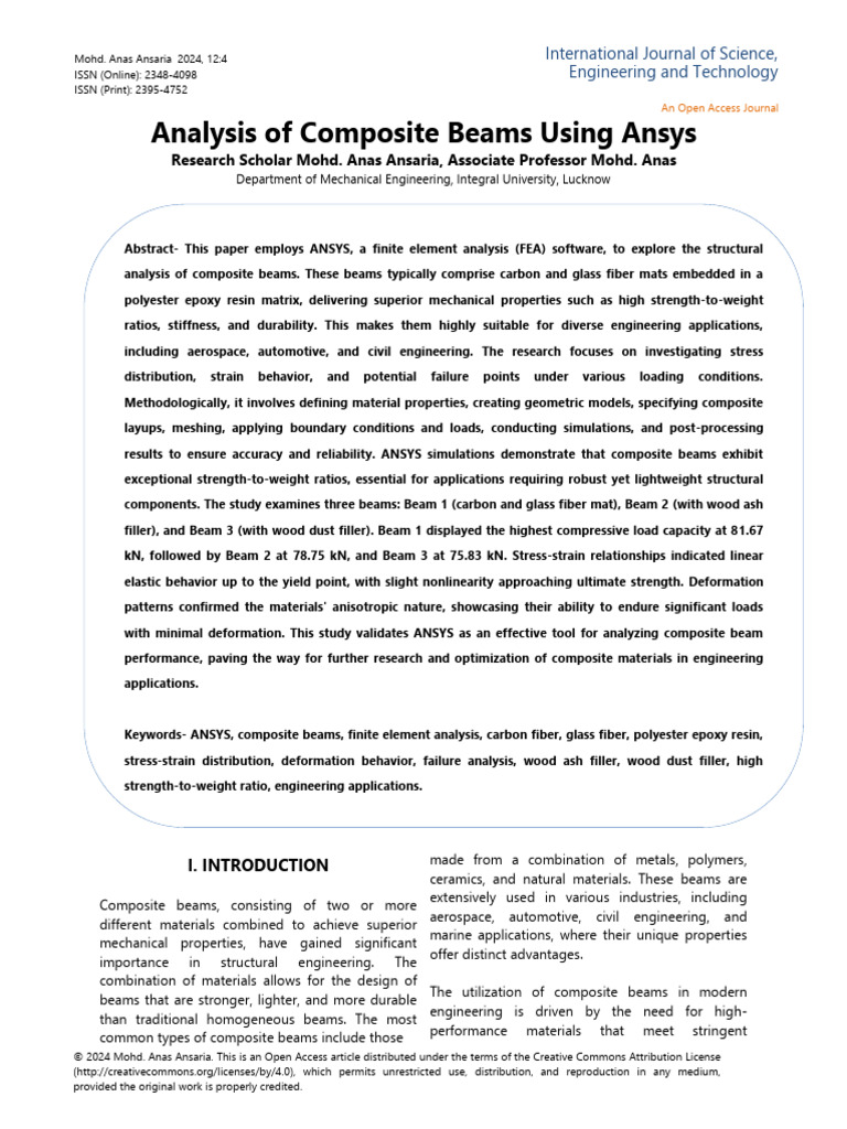 Analysis of Composite Beams Using ANSYS | PDF | Composite Material ...