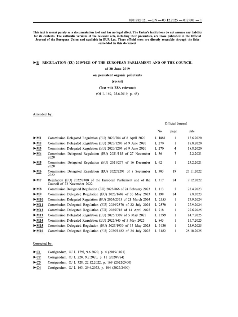 EU POPs List Dec 2025 | PDF